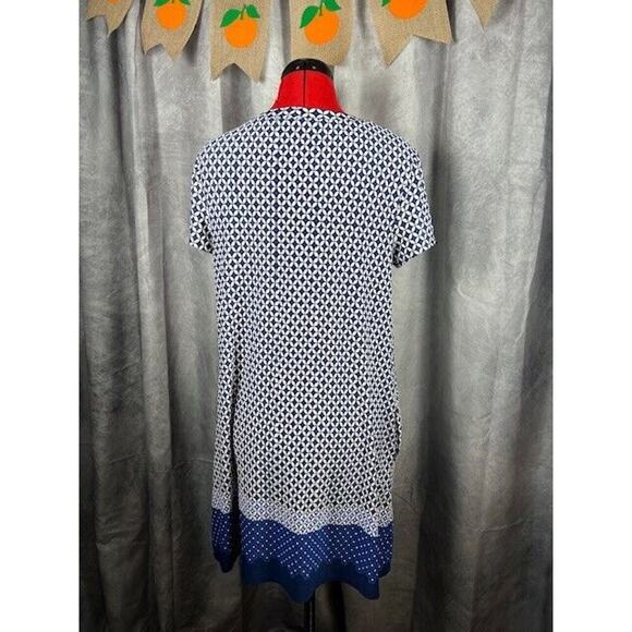 Apt 9 Women’s Dress Size Small Blue and White Geometric Pattern Short Sleeve - Picture 3 of 6